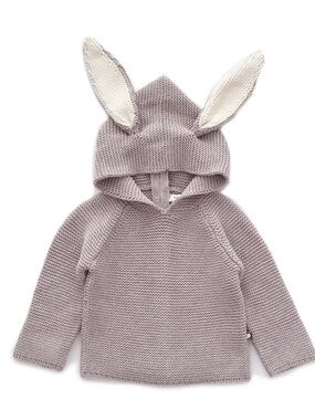 Oeuf Light Grey Bunny Hoodie Size 2T $88
